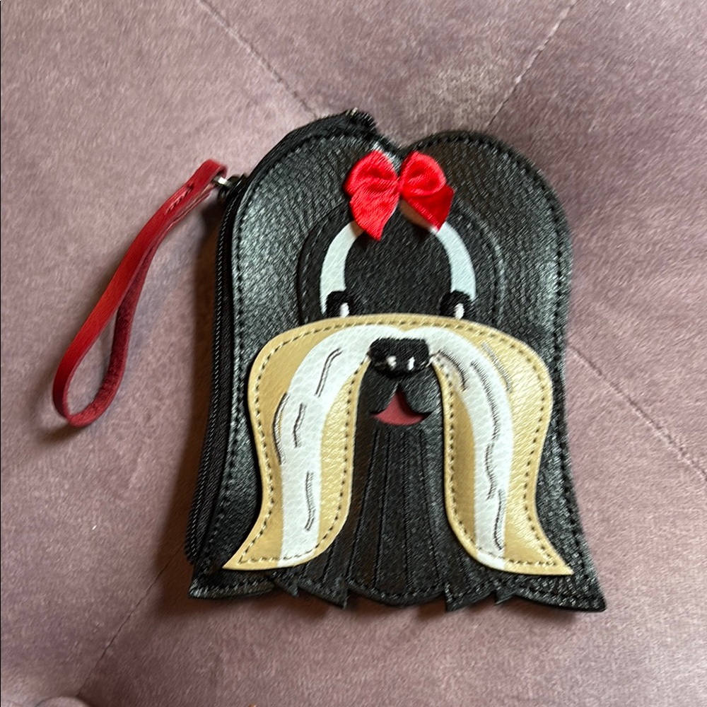 Rolfs Leather Black and Red Schnauzer Key & Card Holder